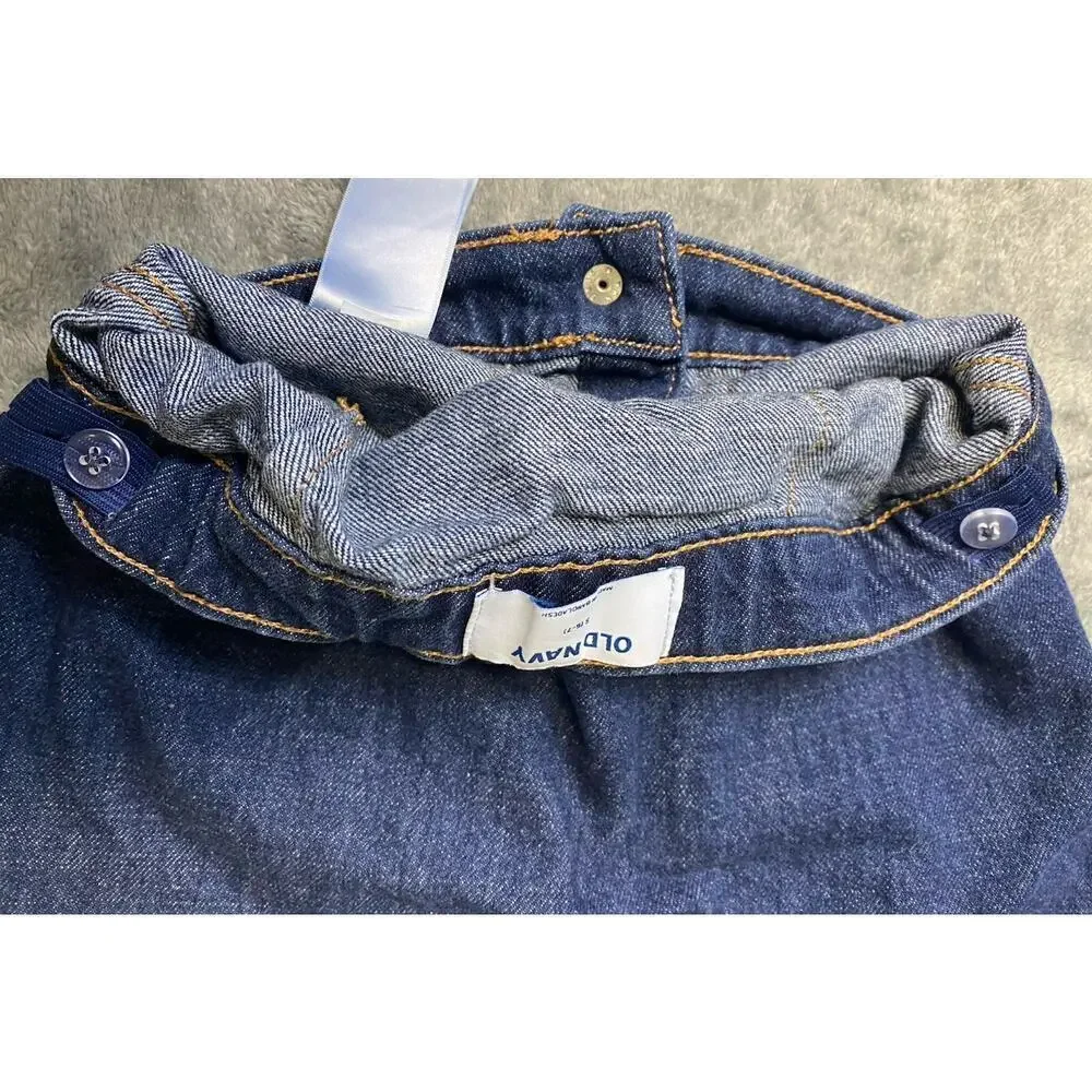 Old Navy Girls Jean Skirt Snap Front Adjustable Waist Size S 6/7 Denim Skirt